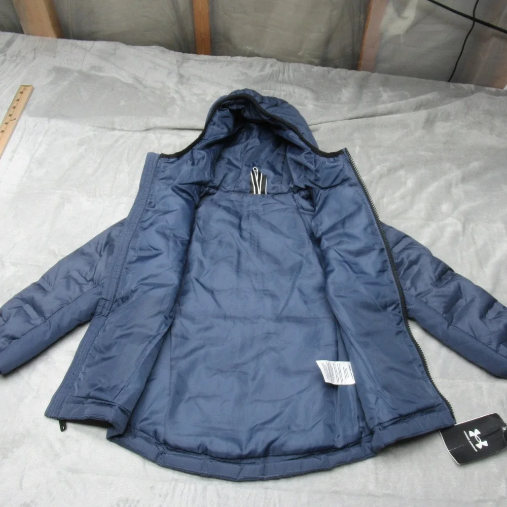 Under Armour Jacket Youth 4 Blue Hooded Insulated Light Pack Winter‎ Puffer NEW